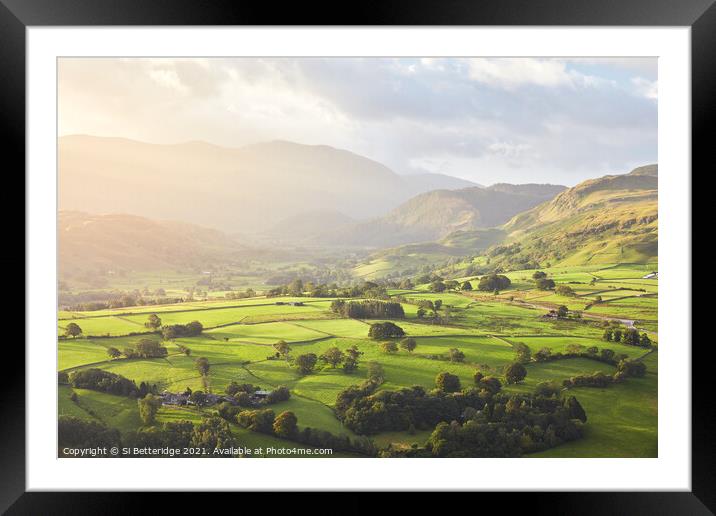 Valley Glow Framed Mounted Print by Si Betteridge