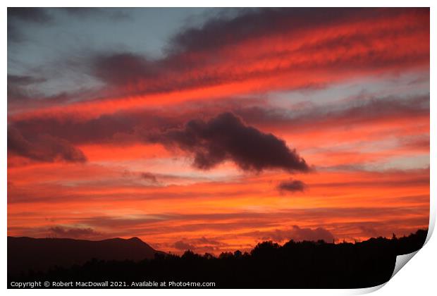 Evening flame sky over Setubal, Portugal - 2 Print by Robert MacDowall