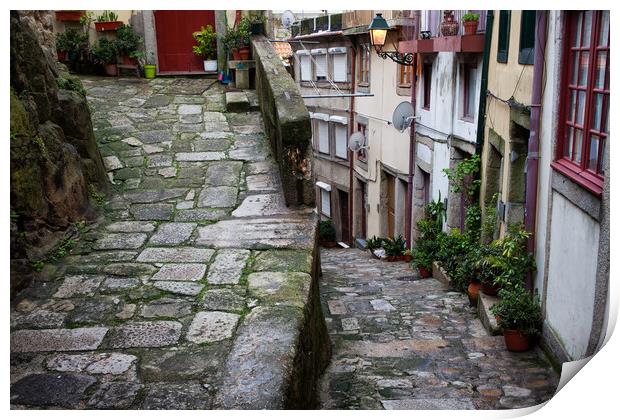 Medieval Alley in Ribeira Old Town of Porto  Print by Artur Bogacki