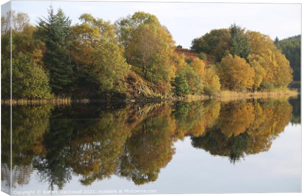 Autumn reflections in the Water of Deugh, Scotland Canvas Print by Robert MacDowall