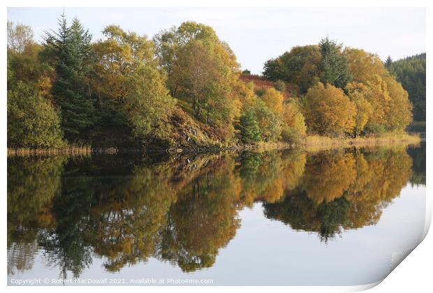 Autumn reflections in the Water of Deugh, Scotland Print by Robert MacDowall