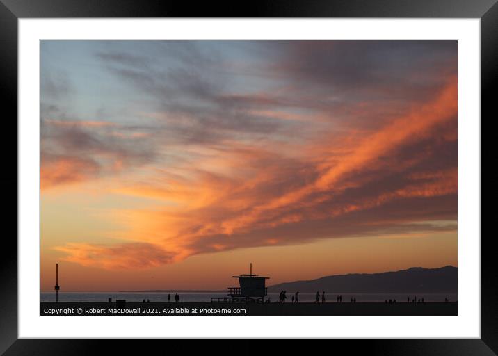 Evening sky from Santa Monica, California Framed Mounted Print by Robert MacDowall