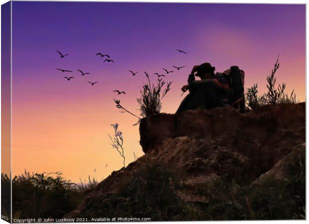 dusk on the hill  pada marari Canvas Print by John Lusikooy