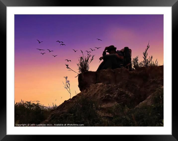 dusk on the hill  pada marari Framed Mounted Print by John Lusikooy