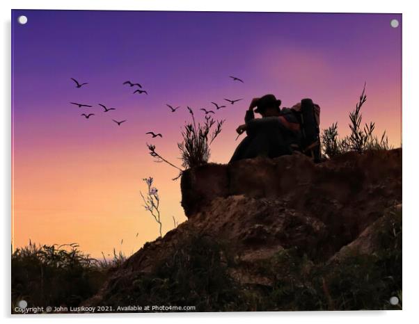 dusk on the hill  pada marari Acrylic by John Lusikooy