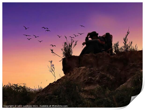 dusk on the hill  pada marari Print by John Lusikooy