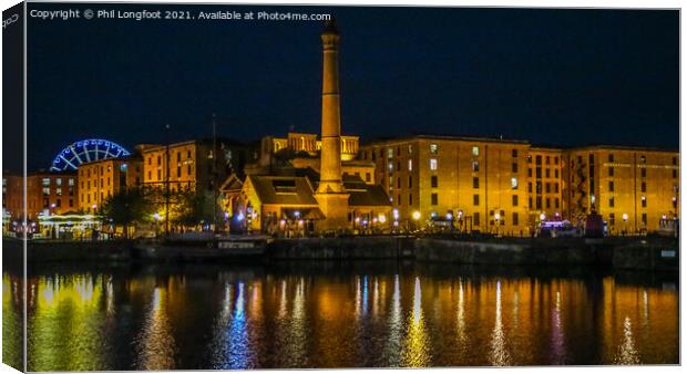 Royal Albert Dock Liverpool  at night Canvas Print by Phil Longfoot