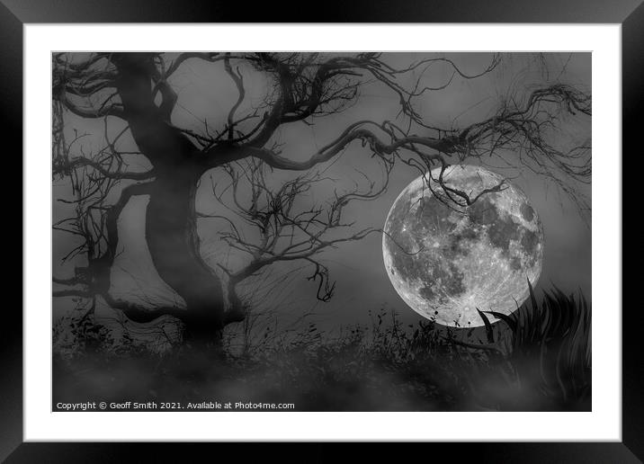 Spooky Woods at Full Moon Framed Mounted Print by Geoff Smith