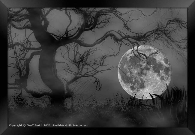 Spooky Woods at Full Moon Framed Print by Geoff Smith
