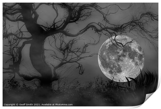 Spooky Woods at Full Moon Print by Geoff Smith