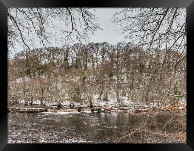 A Wintry River Tees at Whorlton Framed Print by Richard Laidler