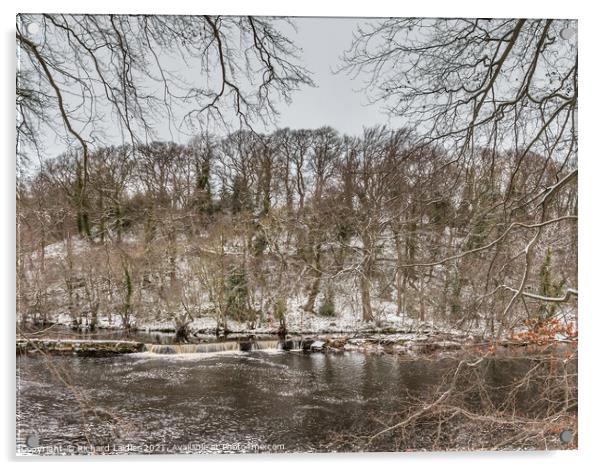 A Wintry River Tees at Whorlton Acrylic by Richard Laidler