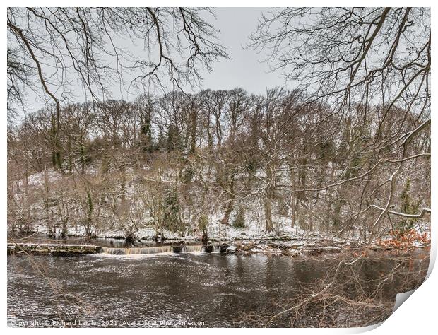 A Wintry River Tees at Whorlton Print by Richard Laidler