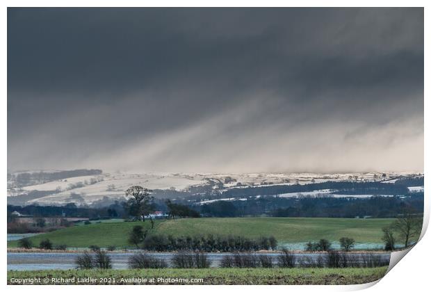 Bright Interval and Snow Squall over Newsham Moor Print by Richard Laidler