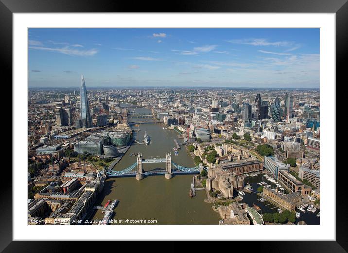 London viewed along the Thames from Tower Bridge Framed Mounted Print by Kevin Allen