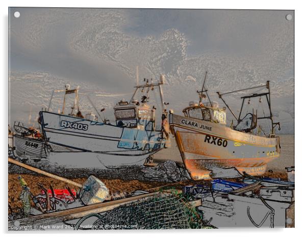 The Fishing Fleet of Hastings Acrylic by Mark Ward