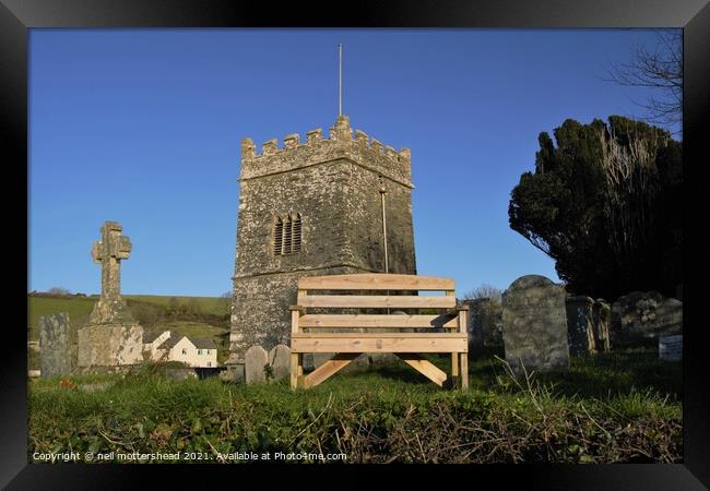 Bench With A View, Talland, Cornwall. Framed Print by Neil Mottershead