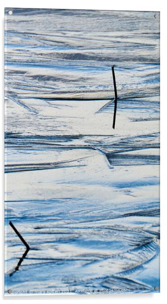 Iced loch portrait in blues and grey. Acrylic by mary spiteri