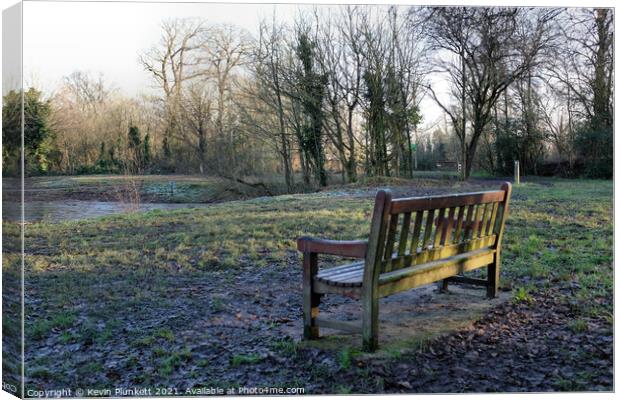 A Cold Winter Day. Forgotten Bench. Canvas Print by Kevin Plunkett