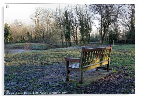 A Cold Winter Day. Forgotten Bench. Acrylic by Kevin Plunkett