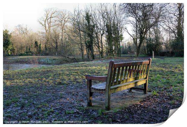 A Cold Winter Day. Forgotten Bench. Print by Kevin Plunkett