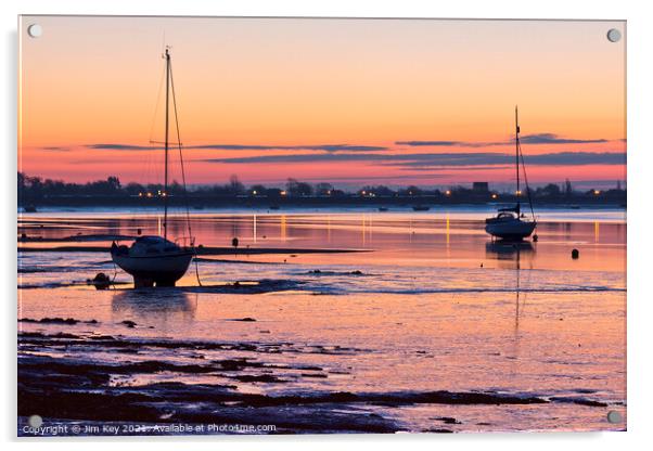 Heybridge Basin Essex Sunrise Acrylic by Jim Key