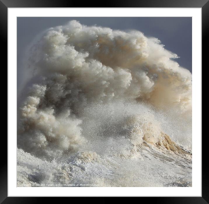 Storm Wave, Porthcawl Pier, South Wales Framed Mounted Print by Geraint Tellem ARPS