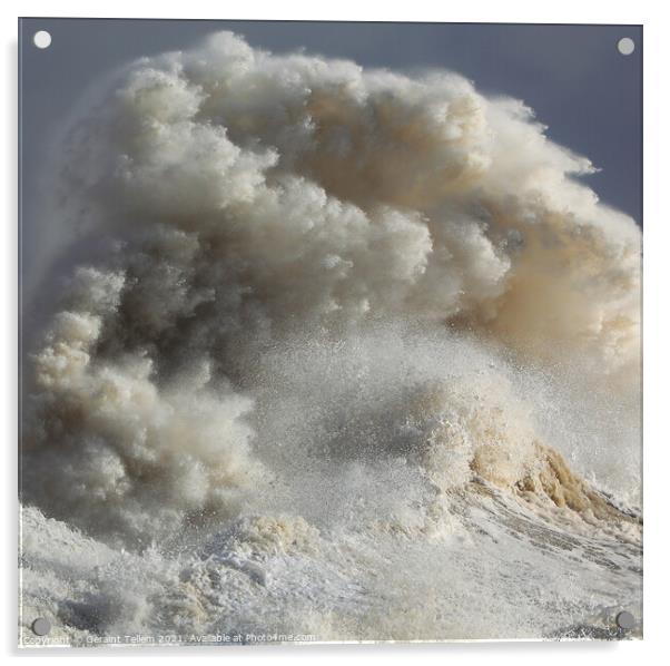 Storm Wave, Porthcawl Pier, South Wales Acrylic by Geraint Tellem ARPS