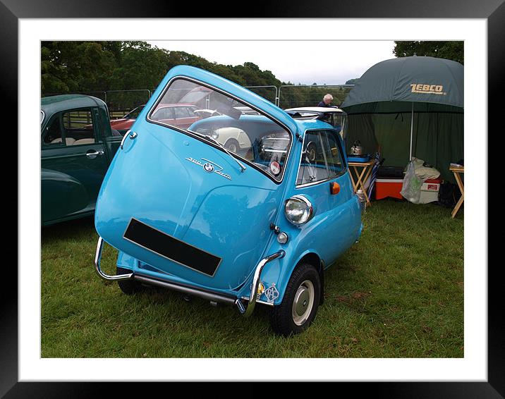 Blue Isetta bubble car Framed Mounted Print by Allan Briggs
