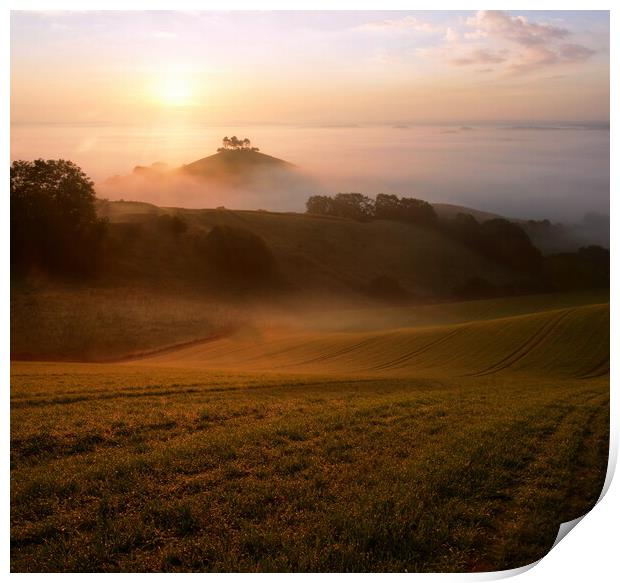 Rolling Hills and Autumn Mists Print by David Neighbour