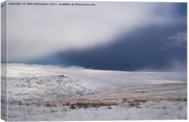 Snowy Lints Tor on Dartmoor Canvas Print by Pete Hemington