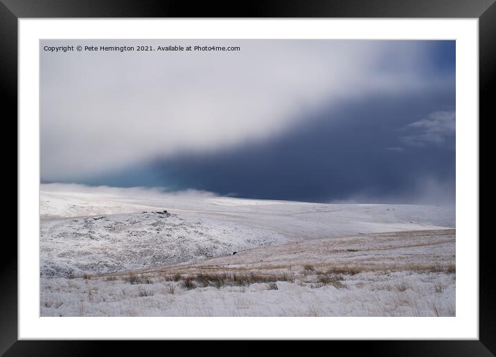 Snowy Lints Tor on Dartmoor Framed Mounted Print by Pete Hemington