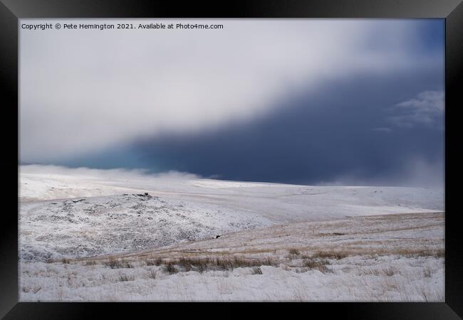 Snowy Lints Tor on Dartmoor Framed Print by Pete Hemington