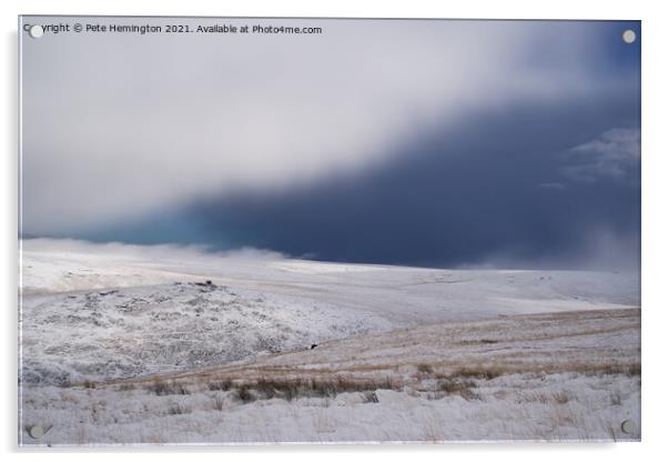 Snowy Lints Tor on Dartmoor Acrylic by Pete Hemington