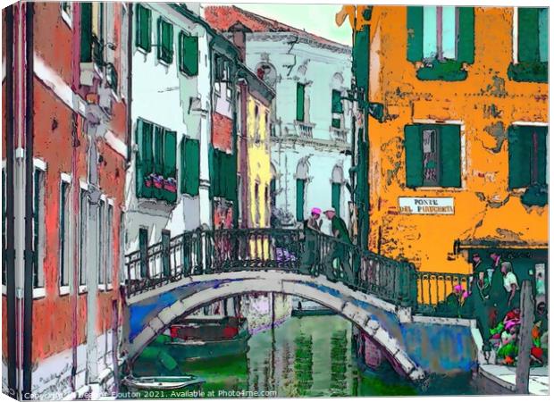 Enchanting Venice Canal Bridge Canvas Print by Deanne Flouton
