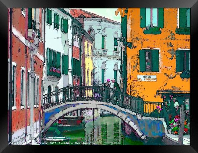 Enchanting Venice Canal Bridge Framed Print by Deanne Flouton