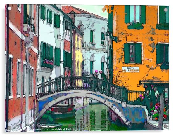 Enchanting Venice Canal Bridge Acrylic by Deanne Flouton