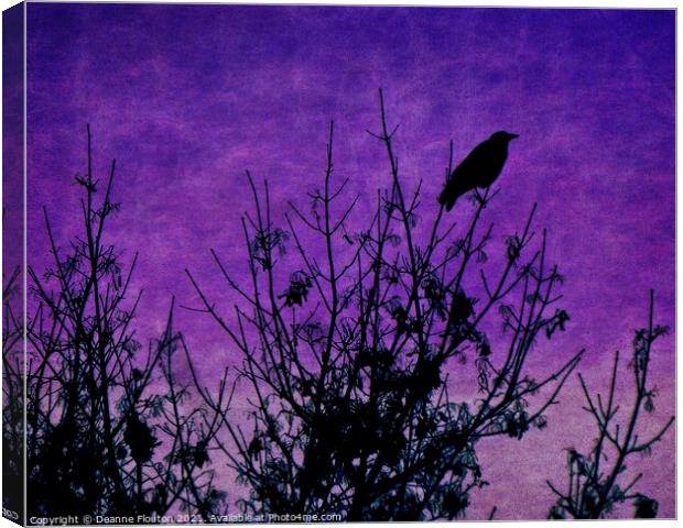  Raven Surveying Purple Sky Canvas Print by Deanne Flouton