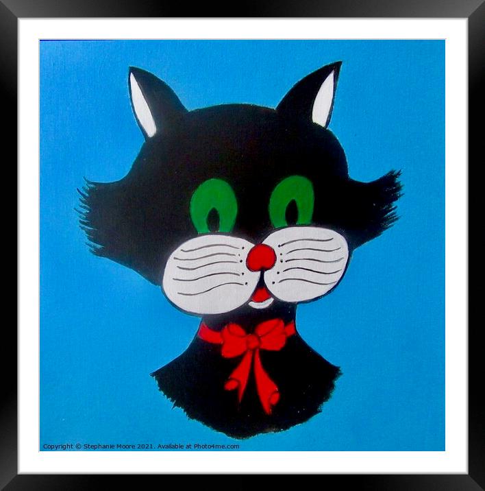 Green eyed Cat Framed Mounted Print by Stephanie Moore