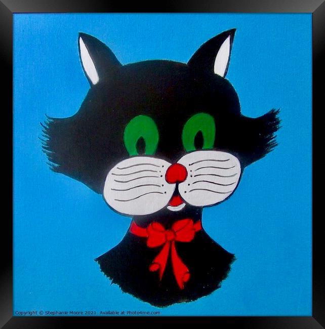 Green eyed Cat Framed Print by Stephanie Moore