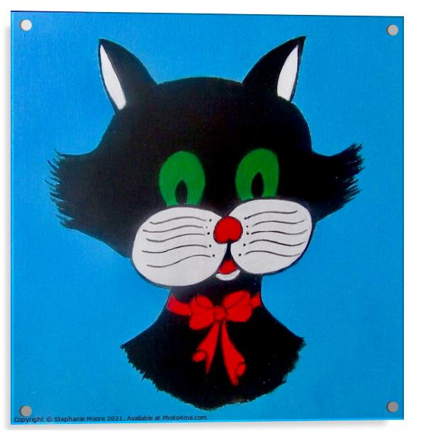 Green eyed Cat Acrylic by Stephanie Moore
