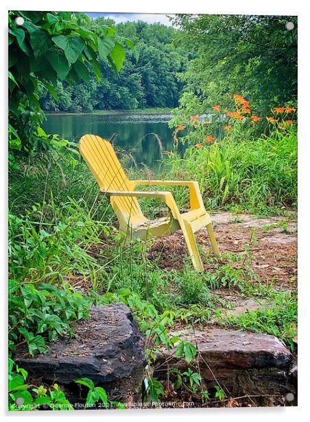 Serene Seating by the River Acrylic by Deanne Flouton
