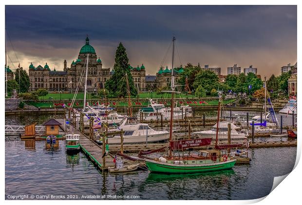 Harbor and Parliament Building Print by Darryl Brooks