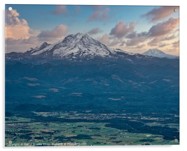 Mount Ranier in Distance Acrylic by Darryl Brooks