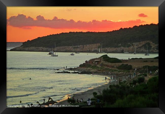 Sunset over Binigaus Beach Menorca Framed Print by Deanne Flouton