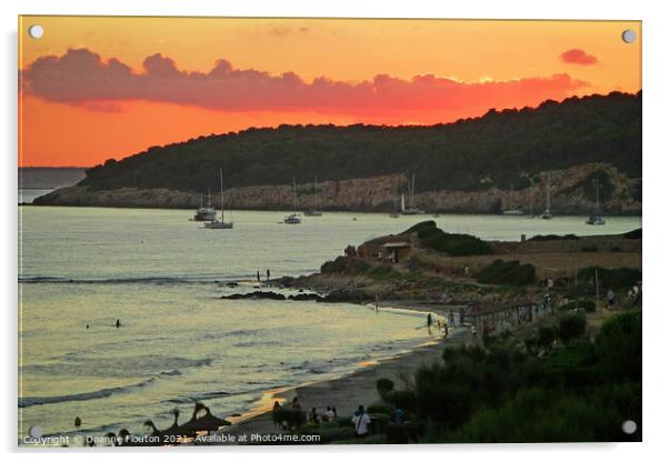 Sunset over Binigaus Beach Menorca Acrylic by Deanne Flouton