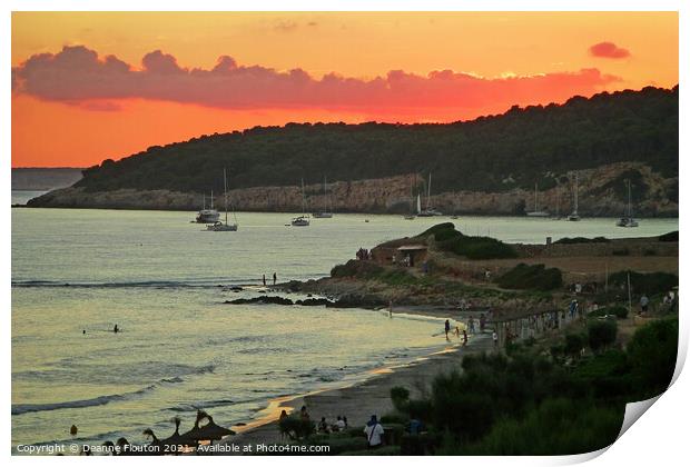 Sunset over Binigaus Beach Menorca Print by Deanne Flouton
