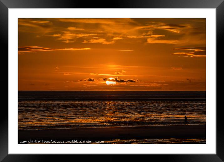 The Sun goes down over Liverpool Bay Framed Mounted Print by Phil Longfoot