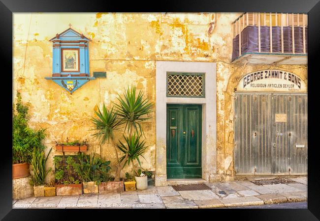 Old house & shopfront in Valletta, Malta Framed Print by Kevin Hellon