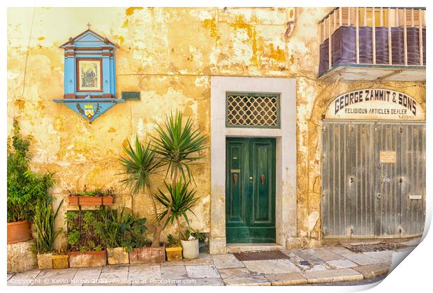 Old house & shopfront in Valletta, Malta Print by Kevin Hellon